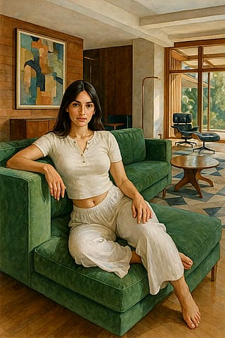 Lounging in Midcentury interior'