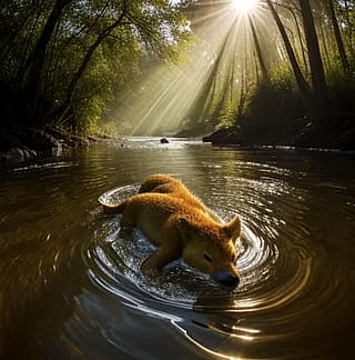 A river through the woods'