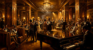 Art deco style Jazz club 1920's'