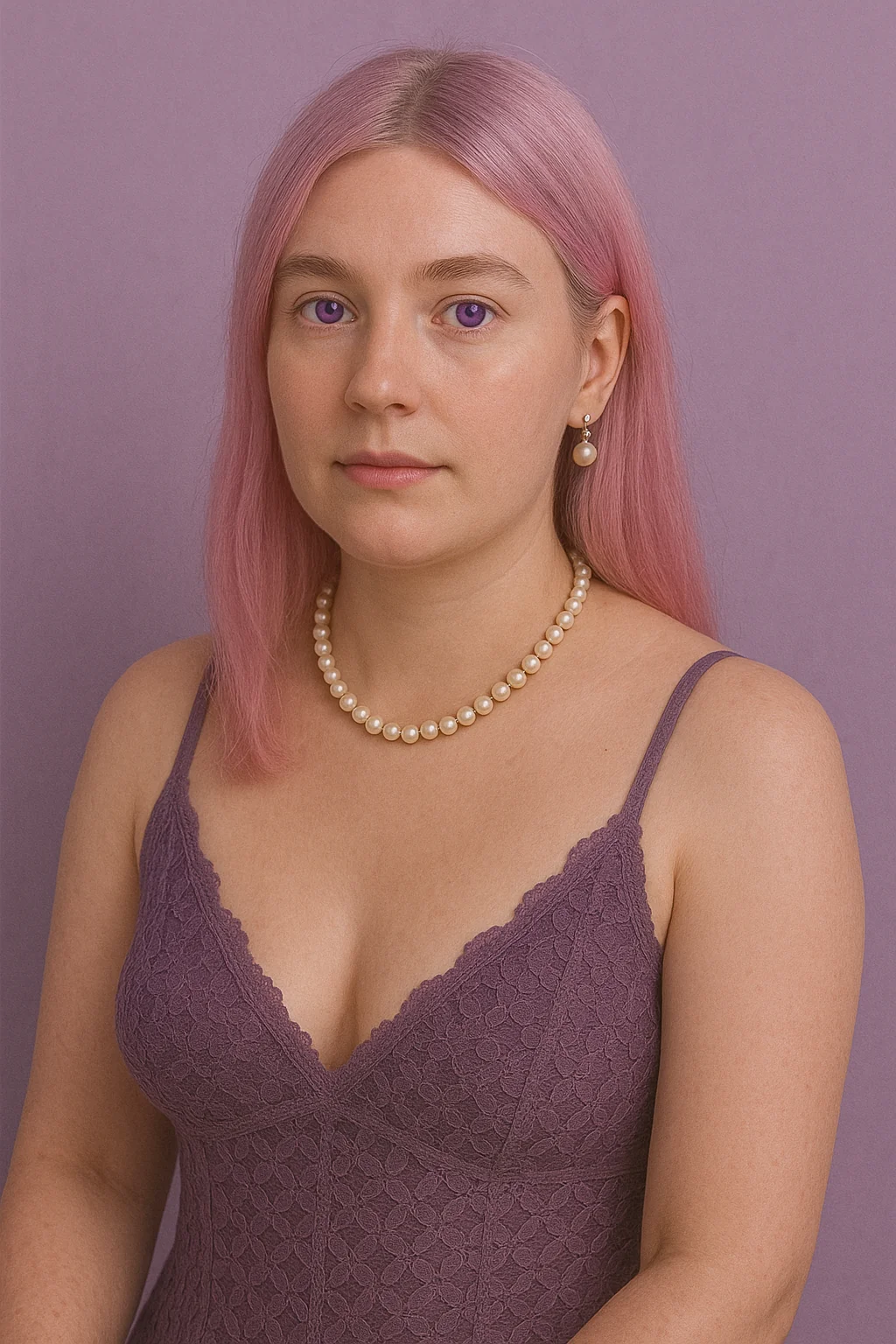 Purple portrait in pearls. picture 1 of 1