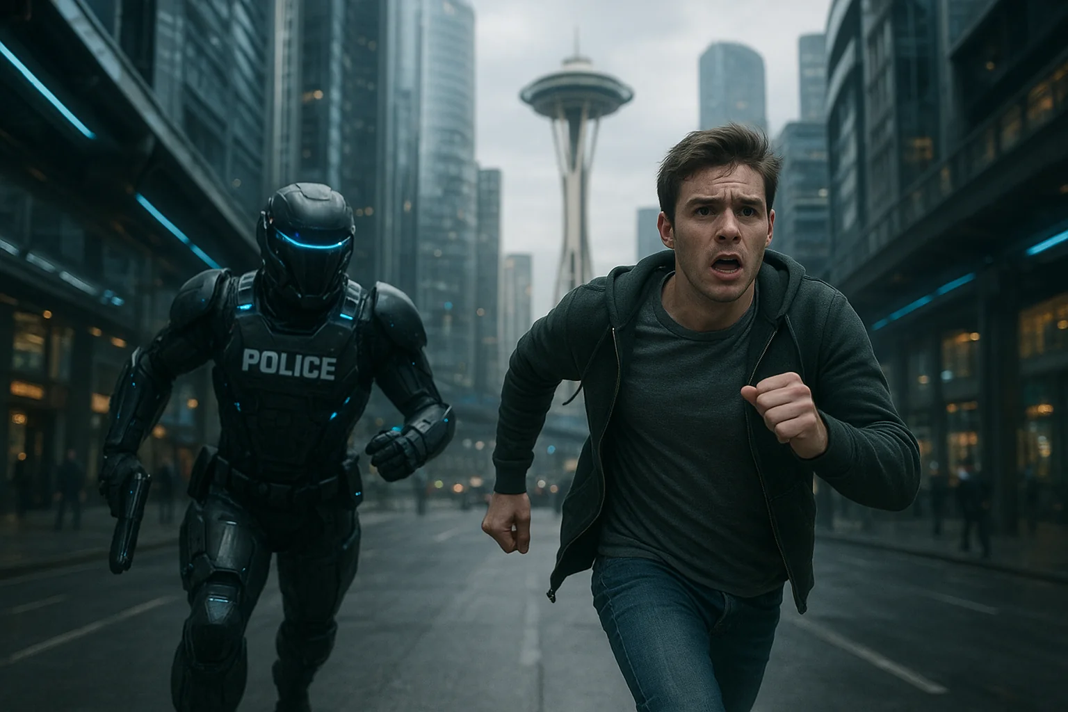 Police chase in future Seattle picture 1 of 1