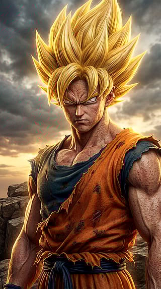 Making Goku Wallpaper with Realistic skin texture'