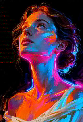 Painted with neon under blacklight'