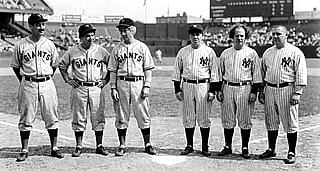The Marx Brothers meet the Three Stooges, on the baseball field.'