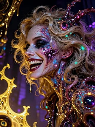 Moonlit Curls, Pearl Echoes, Crimson Laugh'