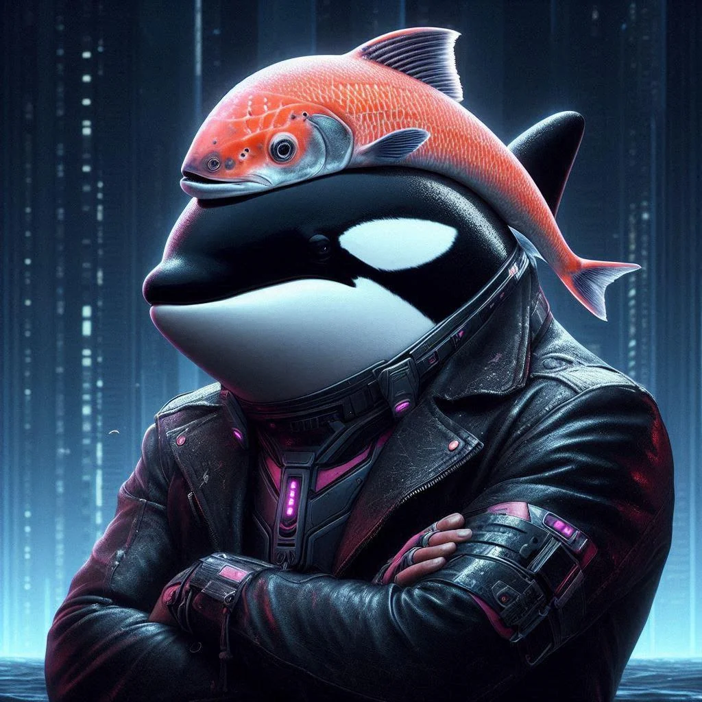 Orcas wearing Salmon hats picture 2 of 5