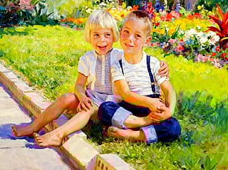 I'm Not Sure this belongs here after seeing the content. Point me in the right direction, I love this innocent, painterly, barefoot image generated from an old photo.'