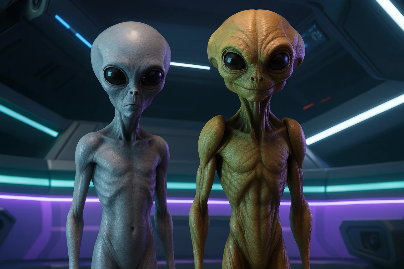 Here are two aliens, a Grey and a Frot. Do you think Greys could be an artifiticial subspecies of the Frots, and if so, what would have to be changed in their biology? (Frots are amphibians) picture 1 of 1