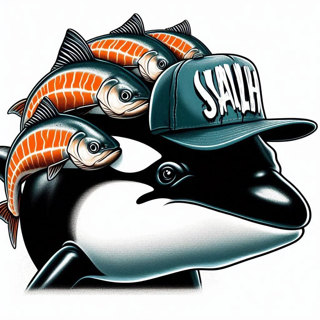 Orcas wearing Salmon hats picture 5 of 5