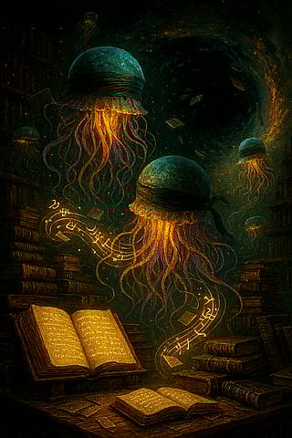 The Surreal Library of Bioluminescent Thought'