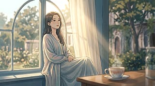 Quiet semi-realistic anime illustration with a cinematic daytime feel'