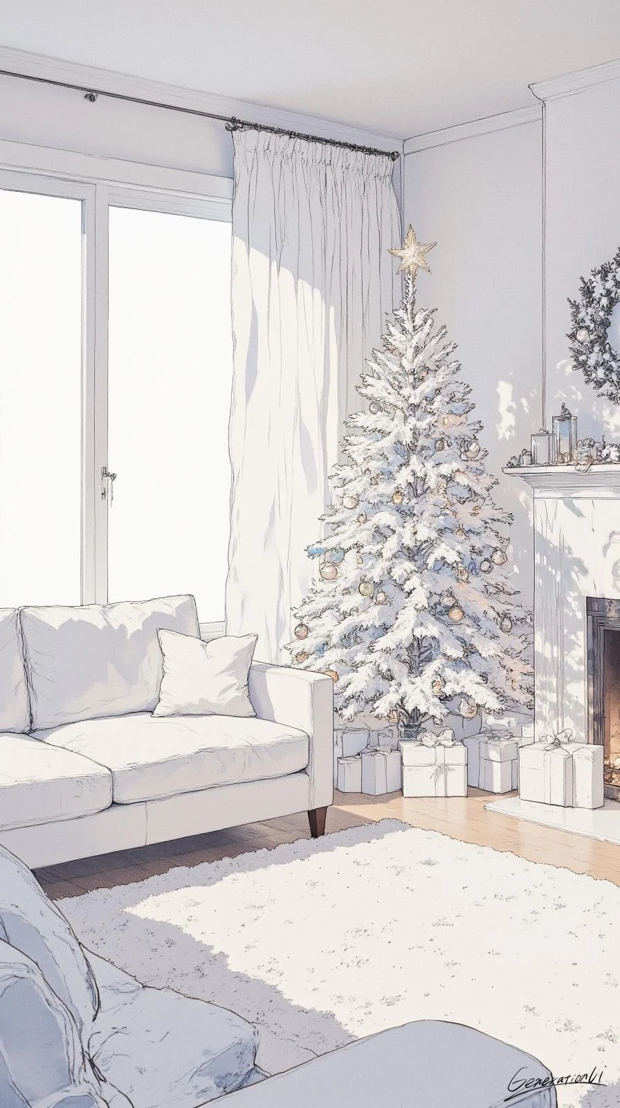 White and Light Christmas Interior / Phone Wallpaper Archives picture 1 of 1