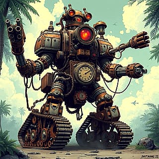 Steampunk Juggernaut Mech robots'