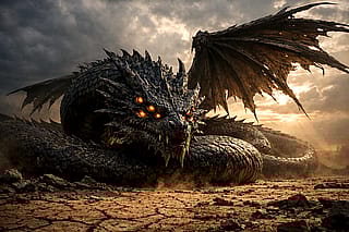 A realistic interpretation of Vritra — the Vedic embodiment of drought and chaos — imagined as a documented sighting rather than fantasy art.'