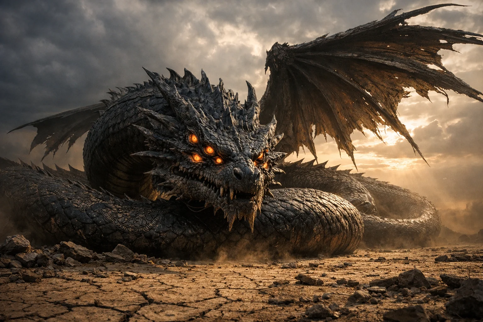 A realistic interpretation of Vritra — the Vedic embodiment of drought and chaos — imagined as a documented sighting rather than fantasy art. picture 1 of 1