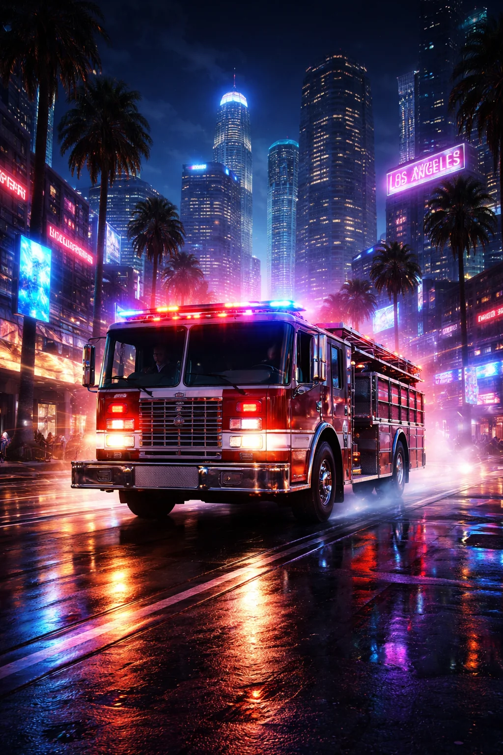 Fire truck in futuristic LA picture 1 of 1
