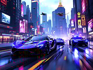 Police chase in futuristic Chicago'