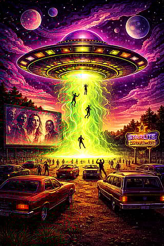 UFO at the drive in'