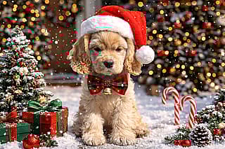 Asked ChatGPT to turn an image of my dog christmassy'