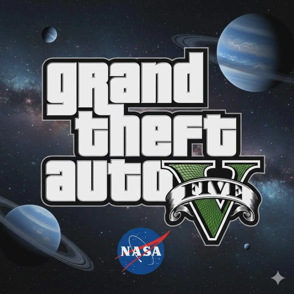 Added a space background to the Grand theft Auto V logo picture 1 of 1