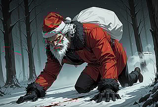 Don't wander the forest, Creepy Santa is out there'