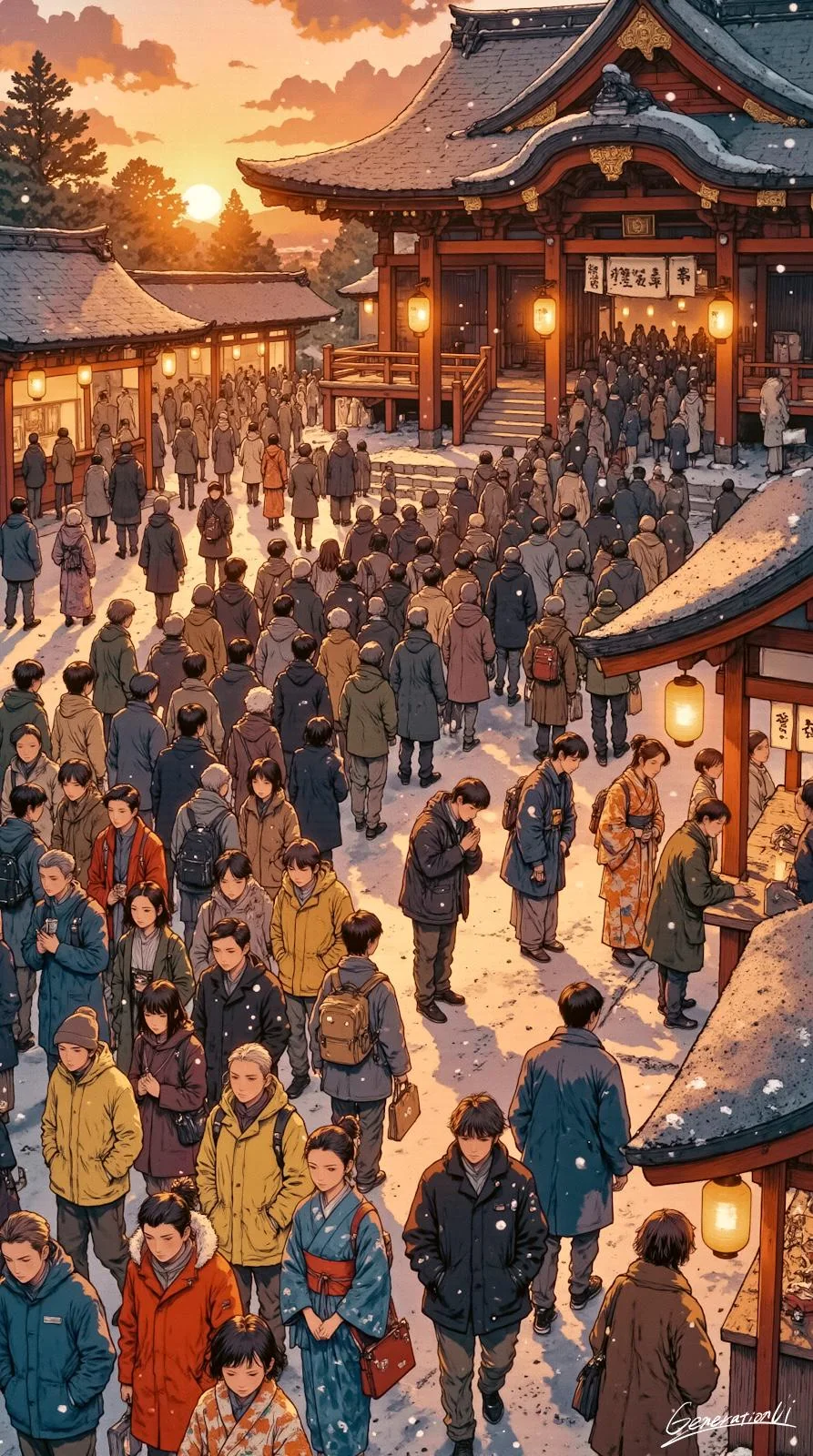 Snow, Lanterns, and a Line of Wishes / Phone Wallpaper Archives picture 1 of 1