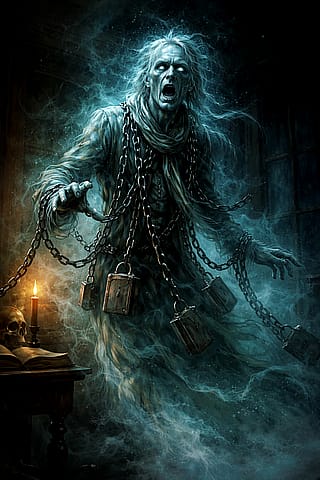 AI-Generated picture of Jacob Marley from a Christmas Carol!'