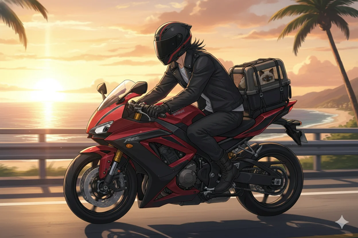 Ryuki and Cleo on the road picture 1 of 1