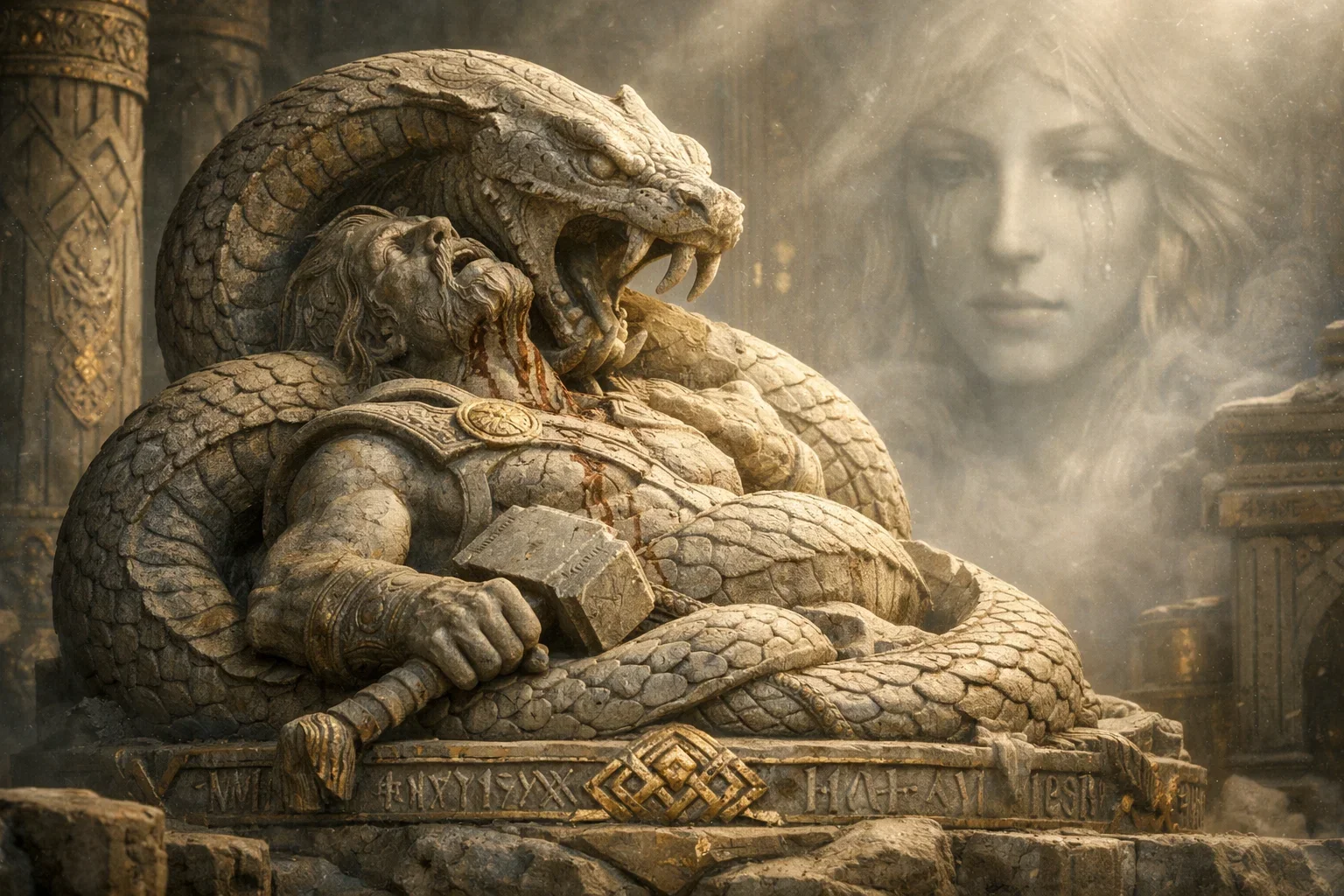 Twilight of the Gods — Thor’s Last Stand, Carved into Stone in Asgard picture 1 of 1