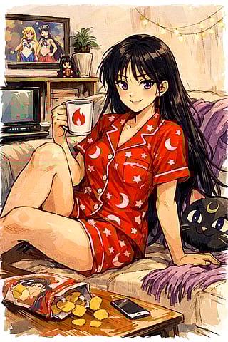 Sailor Mars in pajamas'