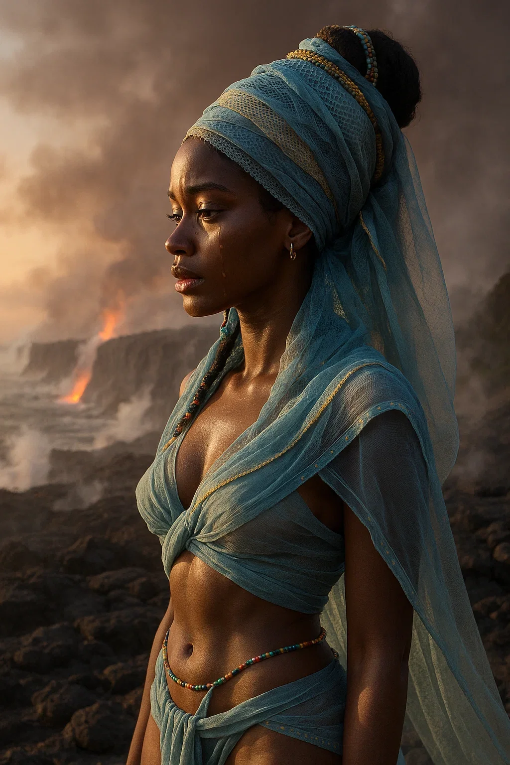 A mysterious lady with dark skin, special feature: Fabrics and pearls picture 6 of 9