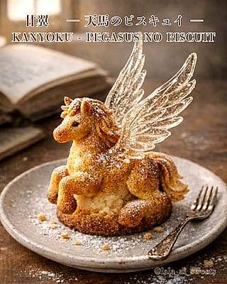 No.002 “KANYOKU – Pegasus no Biscuit” | A Pegasus-shaped fantasy biscuit dessert'
