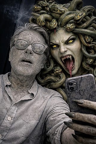 My selfie with Medusa was a bad idea !'
