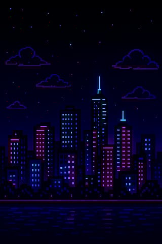 8bit Night City Skyline'
