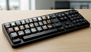 A for 🍎, B for 👦, C for 🐱, D for 🐶,... ⌨'