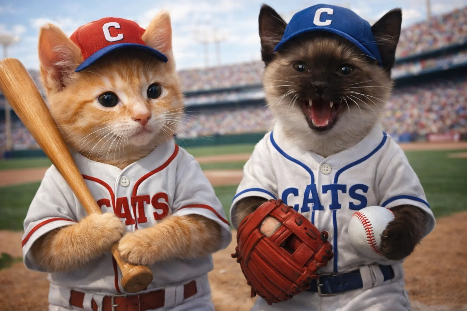 This, to me at least, is one of the best uses of AI, funny pictures. I asked Chat GPT to draw my daughters two new kittens as baseball players. picture 1 of 1