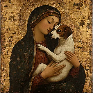 Sacred Companion: The Madonna's Loyal Terrier'