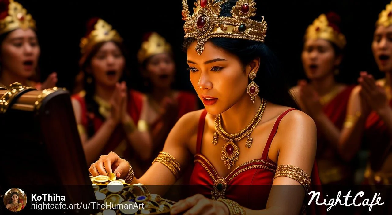 The princess, they find an open wooden chest in cave. picture 1 of 1