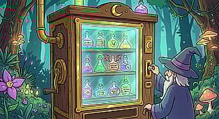 A vending machine that dispenses magical potions.'