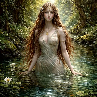 A romantic Pre-Raphaelite oil painting'