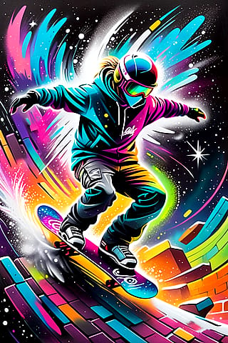 snowboarding street art'