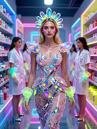 Neon veil of the silent guardian'