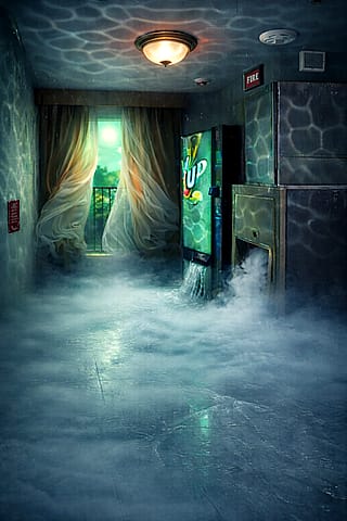 An edited photo of a liminal space.'