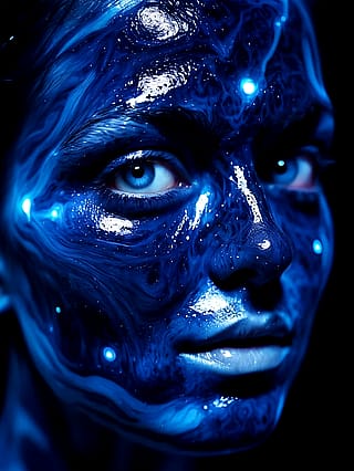 Azure armor, eyes like light'