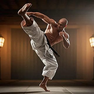 Dramatic karate kick'