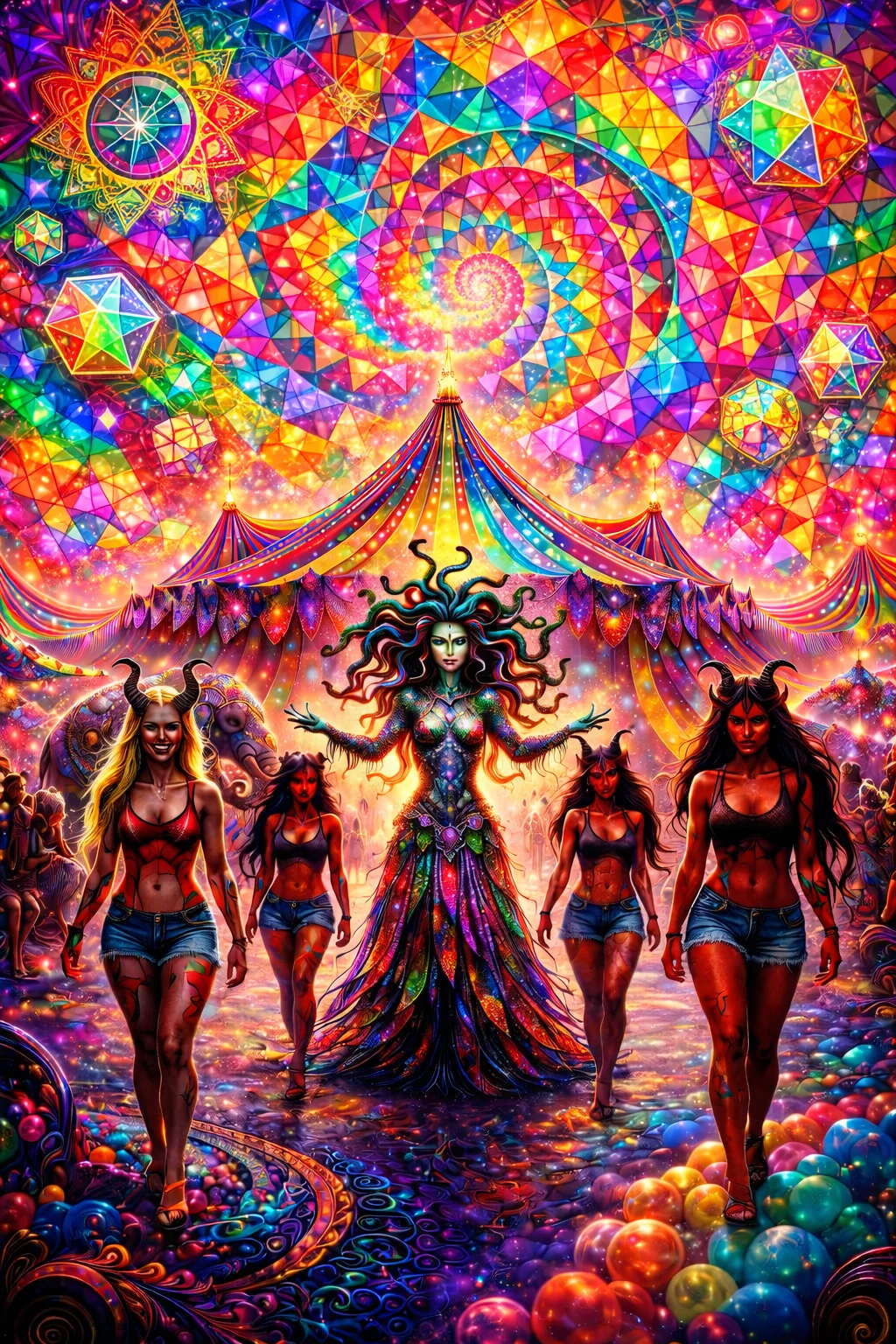 Psychedelic realm with medusa and demonic angels picture 1 of 1
