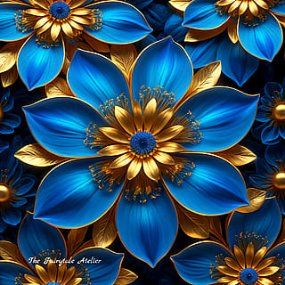 Blue and Gold Magical Flowers 💙 💛'