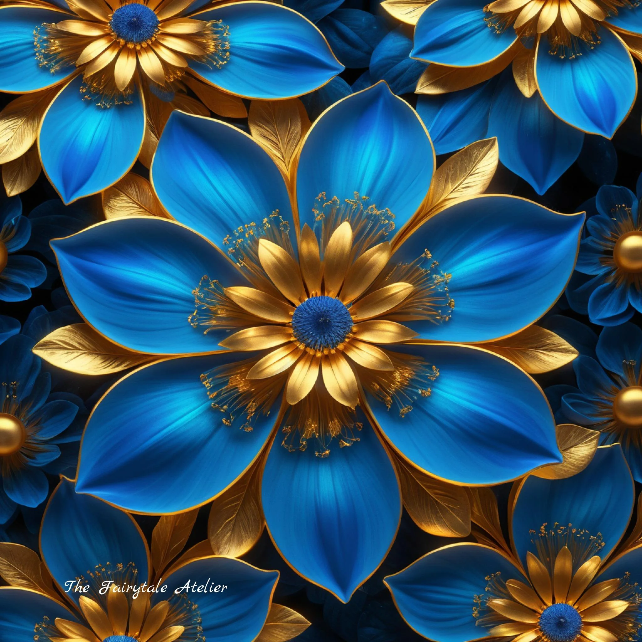 Blue and Gold Magical Flowers 💙 💛 picture 1 of 1