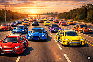 Cars with shock-absorbing bumpers and external airbags.'