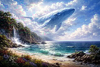 Blue whale appears in the sky'